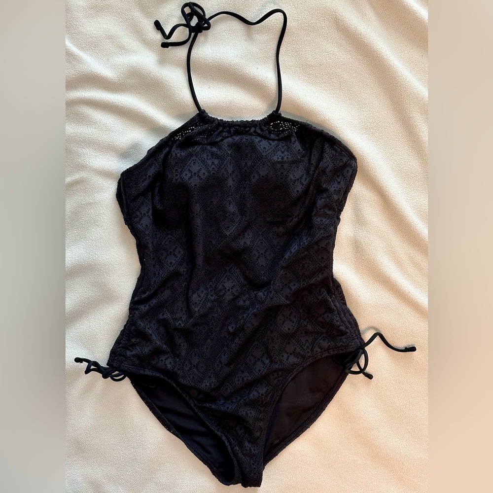 One Piece Black Halter Swimsuit - L